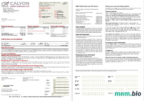 Tajlandia Caylon Bank wyciąg z kredytu hipotecznego w formatach Word i PDF, 2 strony